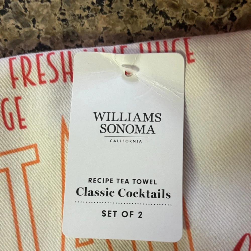 Williams Sonoma Cocktail Design Towels - Red and Orange